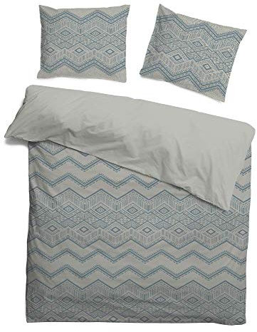 Kayori Nishi Bettwäsche Größe 240x220cm - 2x80x80cm Farbe Blau Mako Satin