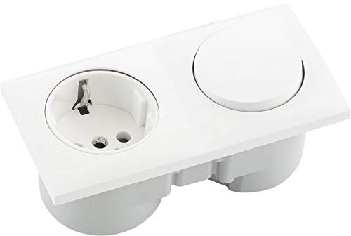 Berker Integro Flow Steckdose mit Schalter - Einbausteckdose mit integriertem Schalter, polarweiß