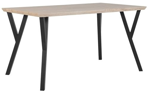 Stylischer Esszimmertisch Holzoptik 140 x 80 cm hellbraun / schwarz Bravo