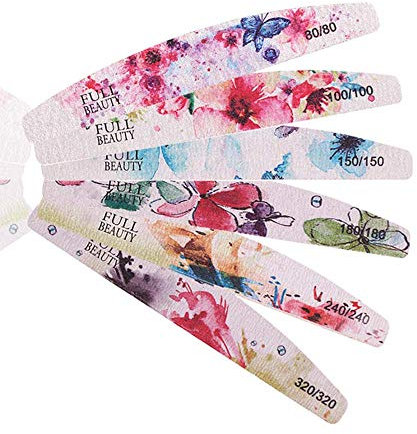 Lot de 6 limes à ongles en gel - Polissoir à ongles professionnel lavable - Double face - Outils de manucure pour la maison et le salon - 80/100/150/180/240/320