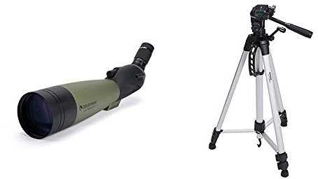Celestron 52252 100 mm Ultima Spotting Scope 45 Degrees & Amazon Basics 60-Inch Lightweight Tripod with Bag