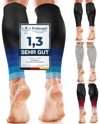 aZengear Manchons de Compression pour Les Mollets, Hommes et Femmes | Attelles de Tibia de Maintien du Mollet, Chaussettes et Bas de Contention pour la Course, Crampes (L/XL)