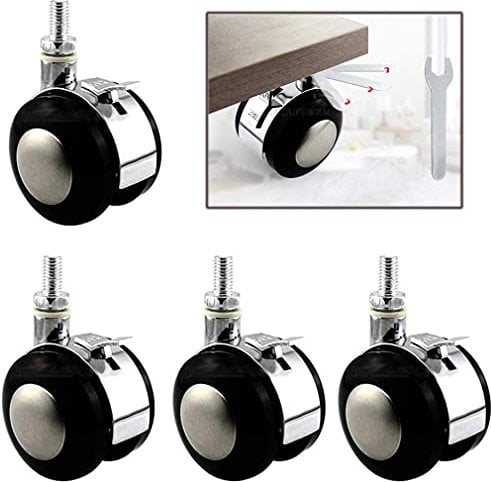 WaiMin Lot de 4 roulettes pivotantes pour sols durs, 50 mm / 2 pouces, roulettes pour lit de bébé, porte-fleurs, fauteuils, moquette, jeu de roulettes avec tige filetée (couleur : frein, taille : M10)