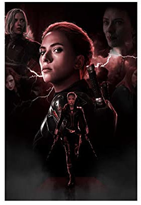 BAOZHI Black Widow Natasha Romanoff Scarlett Johansson Filmcover 7 Leinwandposter Wandkunst Dekor Druck Bild Gemälde für Wohnzimmer Schlafzimmer Heimbüro Dekoration Unframe: 30 x 45 cm