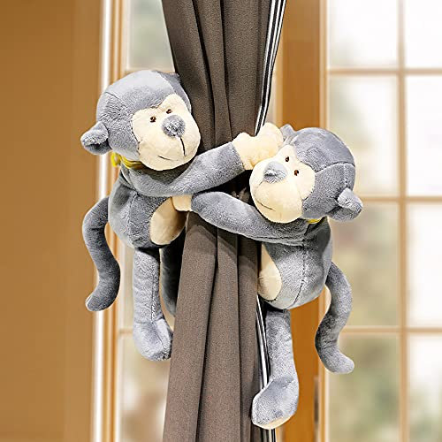 NC Vorhang-Raffhalter, Cartoon-Tier-Vorhangschnalle, Affe, Waschbär, Vorhanghalter, Kinderzimmerdekoration, Zubehör, Vorhangriemen, 2 Stück, Fleece, Lackiert, Bunt