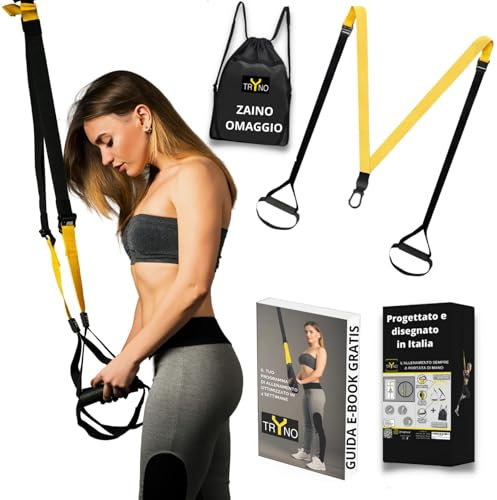 TRYNO Trx compatible |Design italien Extensible 2022| Sangle Musculation| Trx musculation| Trx suspension training| Sangle trx| Appareil sport maison| Home trainer| Sport maison +sac à dos(Extensible)