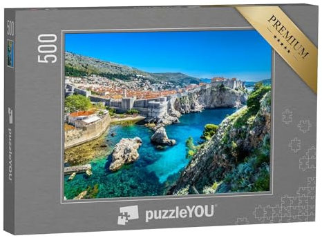 puzzleYOU: Puzzle 500 Teile „Luft-Panoramablick auf Dubrovnik, Adria, Kroatien, Europa“ – aus der Puzzle-Kollektion Kroatien