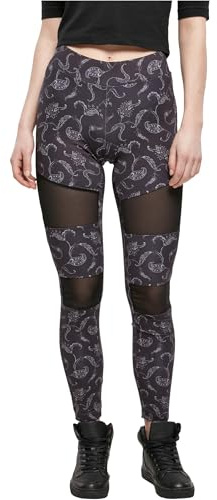 Urban Classics Damen Ladies Tech Mesh AOP Leggings, blackpaisley, XXL