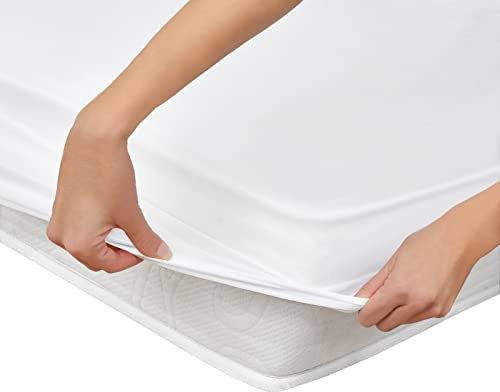 Matratzenschoner 90 x 200 cm wasserdicht, Anti-Milben Matratzenbezug, Atmungsaktive Matratzenauflage, Wasserundurchlässige Matratzenschutz-Hülle, Hygienischer Topper, wasserdichte Auflage