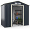 COSTWAY Abri de Jardin en Métal avec 2 Portes Coulissantes Verrouillables, Cabane Jardin Rangement 4 Trous d’Aération Toit Penché, pour Vélo, Poubelle, Gris (213,5 x 127 x 194,5cm)