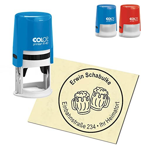 Stamp Address Stamp Personalised – Beer Glasses – Round Diameter 40 mm Automatic Stamp as Company Stamp Name Stamp Office