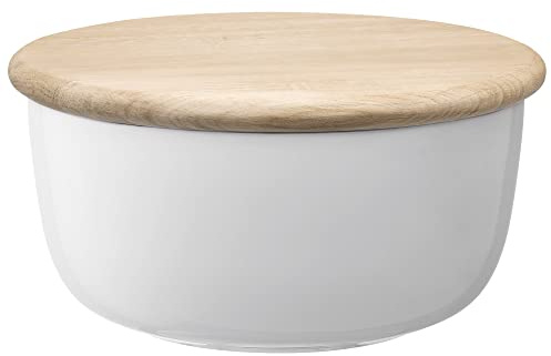 LSA Dine Bowl & Oak Lid Ø26cm H12.5cm| 1 Unit | Handmade Porcelain | Hand Planed Wood | DI62