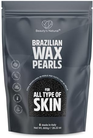 Beauty’s Natural® 800g Cera brasiliana perle con pigmenti di mica e resina di origine naturale Made In Italy. Cera depilatoria brasiliana senza strisce ideale per la depilazione corpo Nickel Tested.
