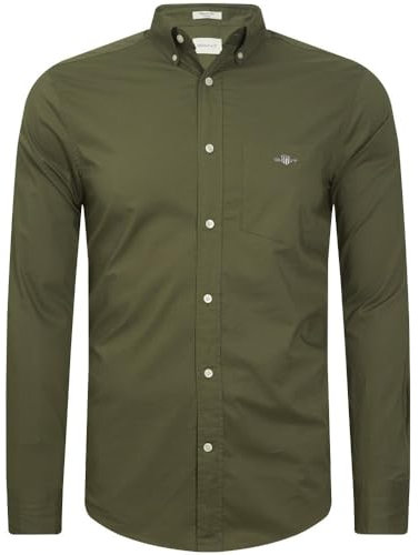 GANT Men's Reg Poplin Shirt, Juniper Green, S