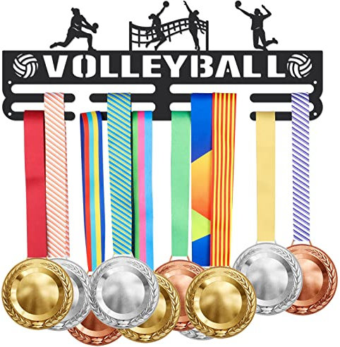 SUPERDANT Volleyball Medaillen Aufbewahrung Frauen Volleyball Medaillen Halter Schwarze Eisen Medaillenhalter Medaillenregal Display Wettkampf Medaillenhalter Display Geschenke für Sportler Kinder