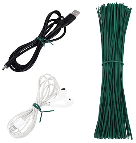 Thinp 200 Pieces Garden Twist Ties for Plants, Green Twist Ties 6 Inches Bread Ties Candy Ties Premium Quality Reusable Plastic Cable Twist Ties for Bags Candy Gift Gardening Home Office