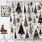 Hnmdmyi Duschvorhang Weihnachten 180x200, Schwarz und Gold Weihnachtsbaum Sterne Winter Schneeflocke Urlaub Bauernhaus Badewanne Vorhang Wasserdicht Polyester Stoff Waschbar Badevorhang mit Haken