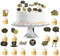 24 Stück Tortendeko Happy New Year Tortendeko Silvester Deko, Schwarz Gold Silvester Cupcake Topper, Neujahr Dekoation Zubehör, Silvester Party Dekoration Zubehör für Party Tisch Kuchen Dekoration
