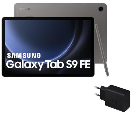 Samsung Galaxy Tab S9 FE - Tablet + Cargador, 256 GB, Wifi, S Pen incluido, Batería de Larga Duración, Clasificación IP 68, Gris (Versión Española)