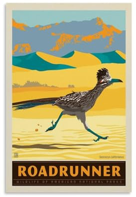 weko Vintage-Reise-Poster Nationalparks Wildlife Roadrunner Poster dekorative Malerei Leinwand Wandposter und Kunstdruck, modernes Familienschlafzimmer-Dekor-Poster, 20 x 30 cm