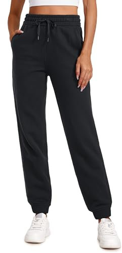 CRZ YOGA Damen Fleece Lined Jogginghose Sport Workout Sporthose Winter Warme Sweathose Sweatpants mit Taschen Schwarz 40