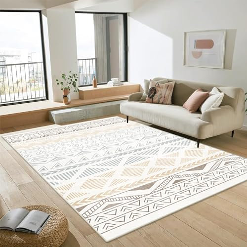 MENGH Teppich Wohnzimmer moderner, Großer Kurzflor Wohnzimmerteppich (Verschiedene Größen und Farben erhältlich) Anti-Rutsch Unterseite, Waschbar bis 30 Grad, Soft Teppich 140x200cm