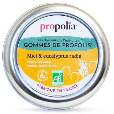 PROPOLIA - Gommes de propolis Bio Miel & Eucalyptus - Apaise la gorge - 45g
