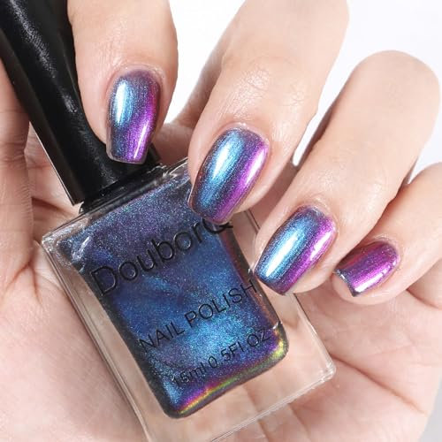 Holographic Chameleon Nail Varnish - Sparkling Chrome Magic Colour Iridescent Nail Polish - Quick Drying, Long-lasting for Manicure DIY at Home