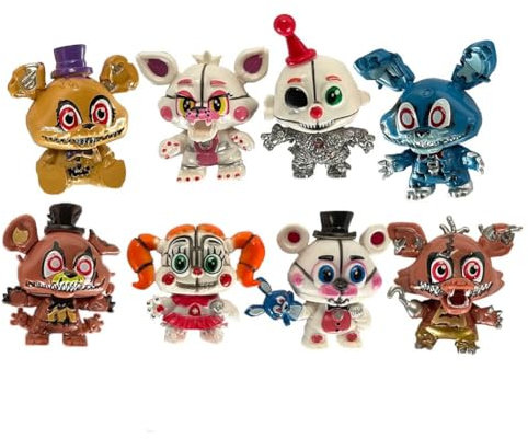 GOBIWM 5/6/8 Teile/Set FNAF Actionfiguren mit Lichtern FNAF Ornamente FNAF Schlüsselanhänger für Kinder Schlüsselanhänger Zubehör (D)