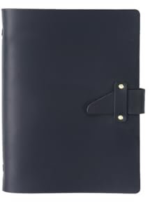 KISSKI·H Olvido Kostenloses Logo, personalisierbares A7-Lederbuch, nachfüllbare Tagebücher für Männer, 6-Ring-Reise-Notizbuch, gravierte Geschenke für Meeting/Business/Arbeit, personalisiert, Schwarz