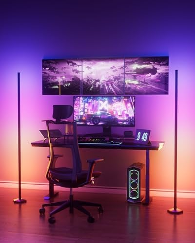 WISIMMALL 2 Stück RGBIC LED Stehlampe Wohnzimmer Dimmbar, 170cm Standleuchte mit Fernbedienung&APP, Ecklampe mit 16 Millionen Farben und 300 Szenenmodi für Spielzimmer, Schlafzimmer - mit Musik-Sync