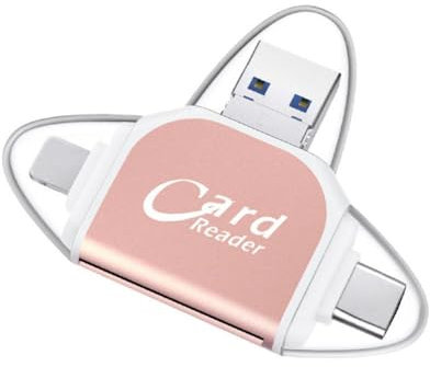 Lecteur de cartes multi-ports universel 4 en 1 lecteur de carte SD TF, USB 2.0 Type-C Micro USB 8 broches lecteur de carte mémoire, adaptateur de carte SD lecteur de carte mémoire pour appareil photo