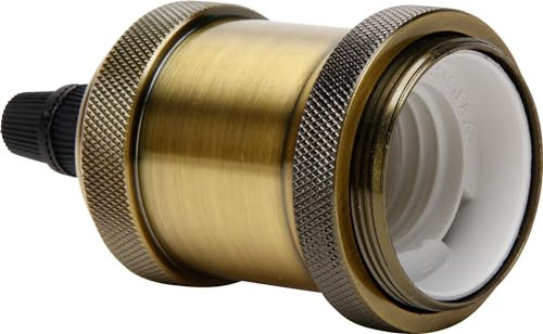 Kopp Douille en métal rétro/vintage, E27, hauteur 75 mm, diamètre 40 mm, couleur laiton, douille de lampe de style rétro, look vintage 212600041