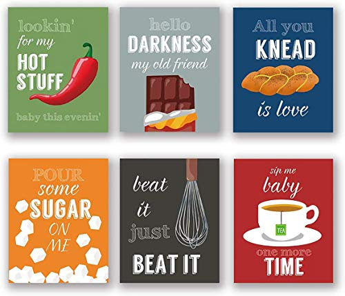 ZHAXFA Farbenfrohes lustiges Zitat für Küche, Dessert, Gemüse, Tee mit motivierendem Spruch, Leinwand-Kunstdruck für Küche, Café, Dekoration, 20,3 x 25,4 cm, ohne Rahmen