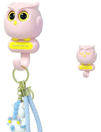 Eulenhaken, selbstklebende Schlüsselhaken, Wink Bird Kleiderhaken, Raumdekoration kreativen Eulenhaken für hängende Handtücher, Hüte, Stofftaschen, Schlüssel, für die Wand hängende Dekoration(Rosa)