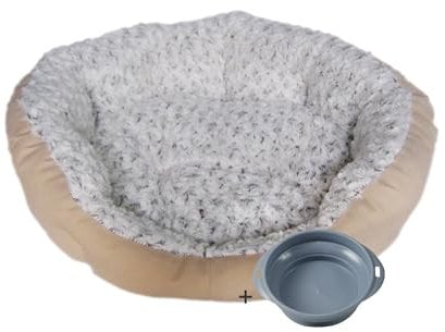 Rohrschneider Kuschelsofa Snow - Gr. M - für kleine und mittlere Hunde und Katzen, inkl. Futternapf, waschbar bei 30 Grad
