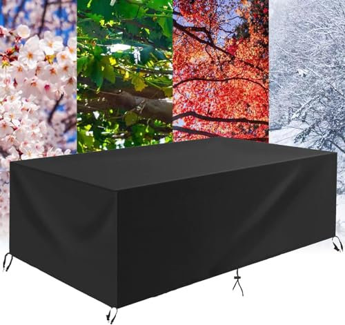 HNKDKJ Housse de Protection Salon de Jardin 210x150x65cm(LxWxH) Housse pour Meubles de Terrasse Résistance Anti-UV Imperméable Bâche Table Jardin Exterieur Rectangulaire Housse Salon de Jardin-Noir