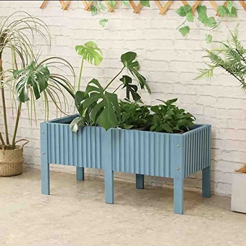 blumenstandBalkon-Blumenpflanzkasten, karbonisiertes Holz, Pflanztopf, für den Innenbereich, hoher Fuß, vom Boden bis zur Decke reichender Blumentank (blau, 116 x 40 x 45 cm)