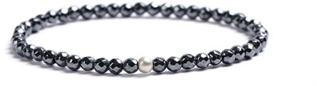 KIM JOHANSON® Damen Perlenarmband mit echten Natursteinen und 925 Silber Perle I Naturstein Armband mit 4mm Edelstein Perlen I Elastisches Kugelarmband I Handgemacht I Wasserfest I Inkl. Schmuckbeutel