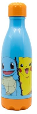 My sweety pop - Botella de plástico libre de BPA para niños, guardería infantil - Escuela - Vacaciones - Comida - 23,5 cm - 560 ml - Hidratación - Idea Regalo - Pokémon - Azul - para niño