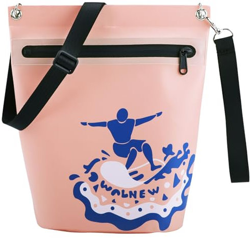 WALNEW Dry Bag mit Wasserdichtem Reißverschluss, leichte wasserdichte Tasche für Frauen Männer, IPX5 Crossbody Wasserdichter Beutel hält Ausrüstung trocken für Kajak, Strand, Bootfahren (Rosa)