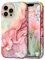 Petocase for iPhone 13 Pro Max Case 6.7 inch (2021), Marble Pattern 3 in 1 Heavy Duty Full Body Shockproof Hard PC+Soft Silicone Drop Protective Women Girls Cover for iPhone 13 Pro Max, Rose Gold