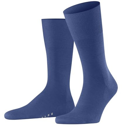 FALKE Herren Socken Airport M So Wolle Baumwolle einfarbig 1 Paar, Blau Deep Water 6809, 41-42