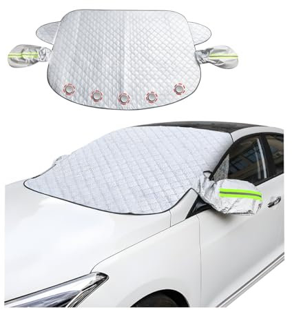 JNNJ Frontscheibenabdeckung, Sonnenschutz Auto Frontscheibe, Ultra-Dick Windschutzscheibenabdeckung, Autoabdeckung Winter, Windschutzscheibe Abdeckung Auto Gegen Schnee EIS Frost Staub UV(157x126cm)