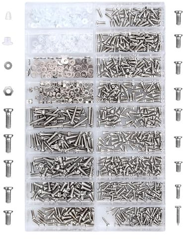 1000 Pezzi kit riparazione occhiali,cacciaviti precisione,con rondella a vite,tappo a vite,per la Riparazione di Occhiali,orologio,forte e durevole