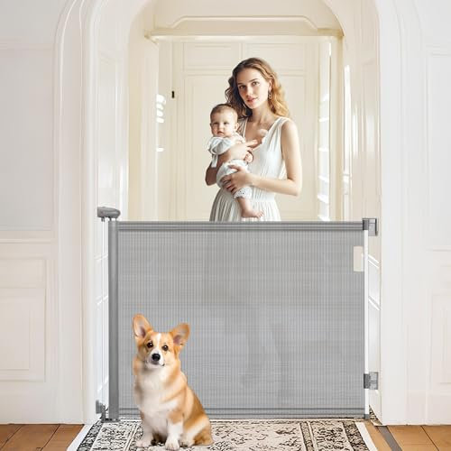 Ycozy Puerta Seguridad Bebé Extensibles 140cm Barrera Seguridad Niños Escalera Retráctil para Escaleras, Pasillos, Interiores y Exteriores