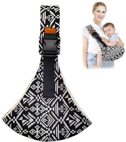 Babytrage Hüfttrage Tragetuch Baby Neugeboren Kleinkind Tragetuch Hüfttrage Kleinkind Für Kleinkinder von 0 Bis 24 Monaten und Einem Gewicht Bis 15 kg (Schwarz Muster)