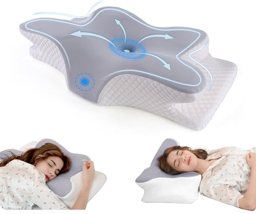 JeeLeeko Nackenstützkissen, Memory Foam Kissen, Ergonomisches Kopfkissen, Anti schnarch Kissen für Seitenschläfer, Rücken- und Bauchschläfer mit Nackenstütze