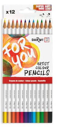 Darwi For You DF2100012K01C - Pack mit 12 Künstlerfarbstiften Buntstifte Standard, Mine 3,3mm, sortierte Farben, 1 Pack