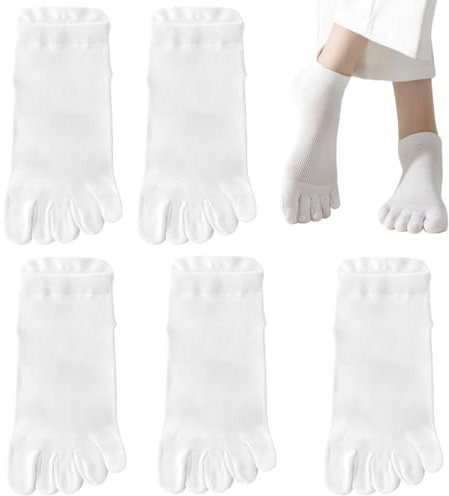 5 Paire Chaussette Doigt de Pied Femme 35-42, Antidérapantes Chaussettes à Orteil Séparés Coton Respirantes, Chaussette Basse Running Pilates Contention Sport, Socquettes Toutes Saisons